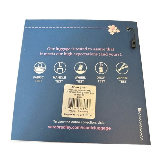 Vera Bradley Underseat Rolling Work Bag Traditional Luggage - Picture 10 of 12